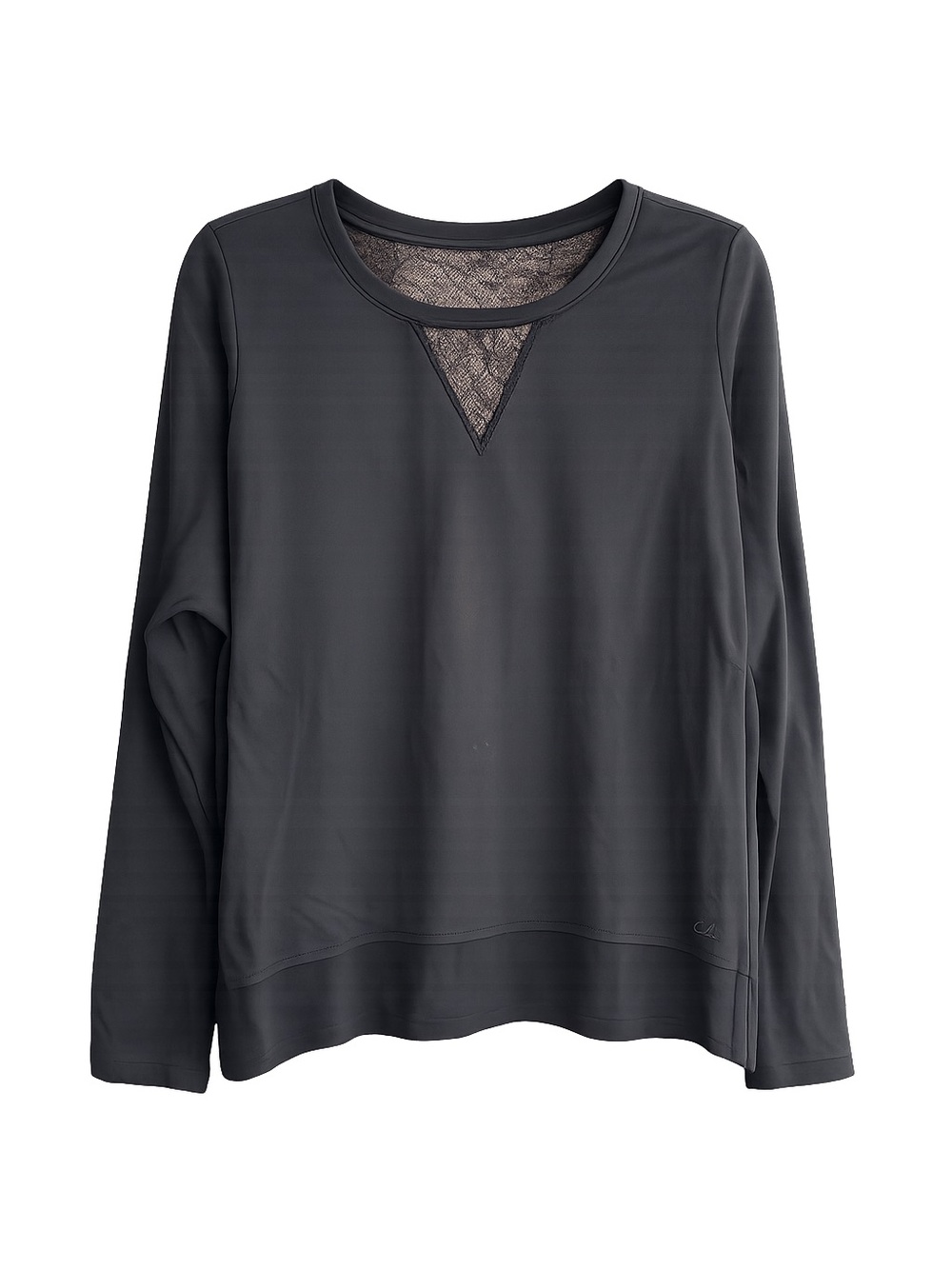 Calvin Klein Jeans Black Long Sleeve Top with Lace Insert Size L